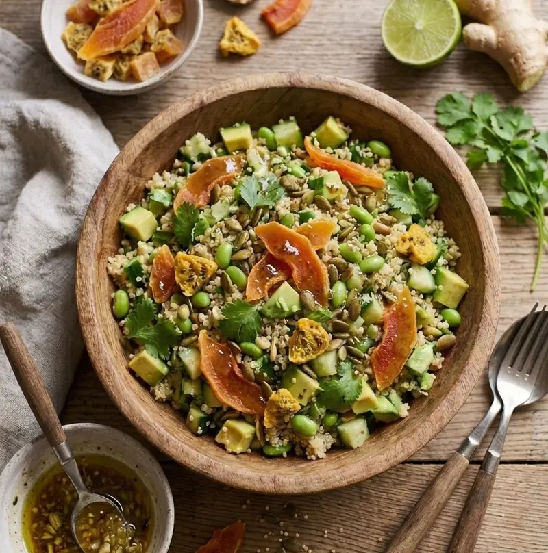 Tropical Quinoa Salad with Dried Papaya & Passion Fruit