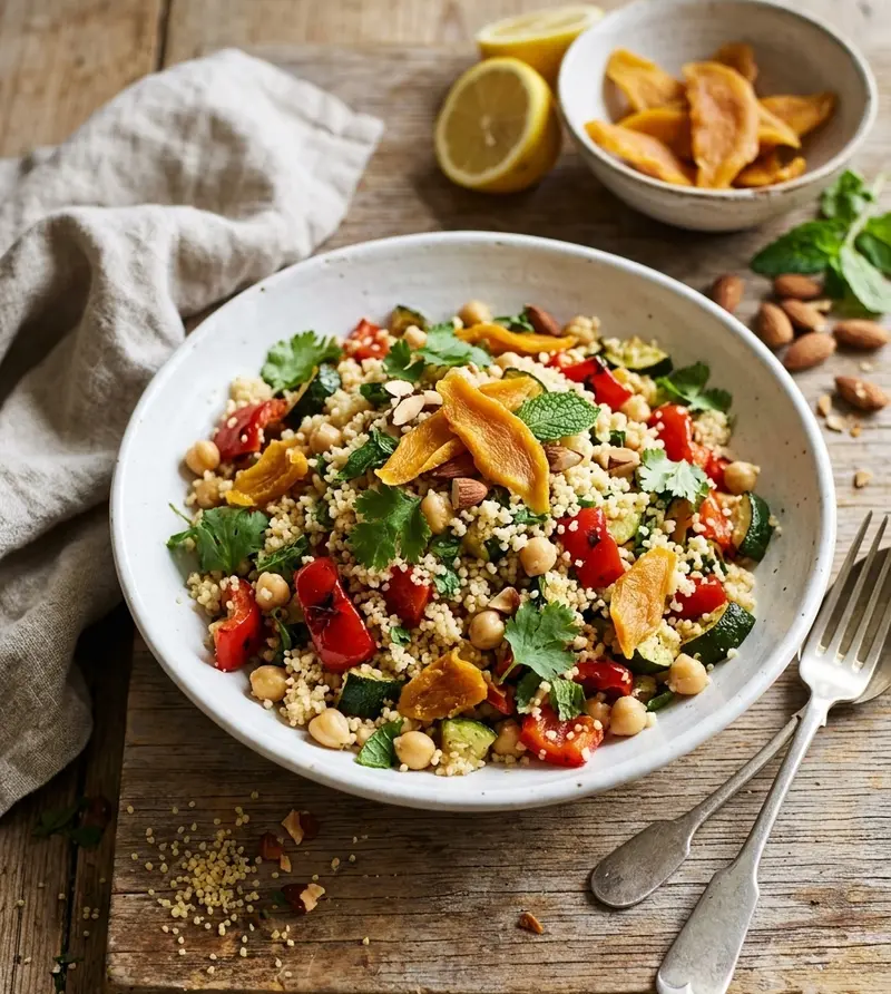 Moroccan-Inspired Couscous Salad with Dried Mango & Almonds